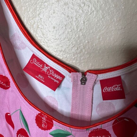 Coca Cola x Stitch Shoppe Dress Women's Large Pink Retro Sleeveless - Picture 5 of 10